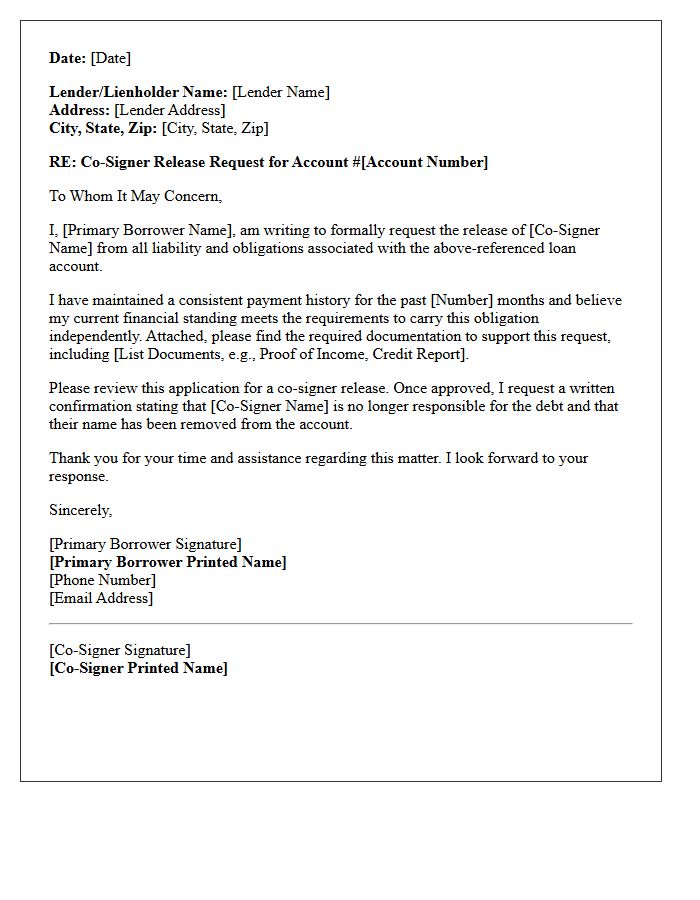 Co-Signer Liability Release Letter