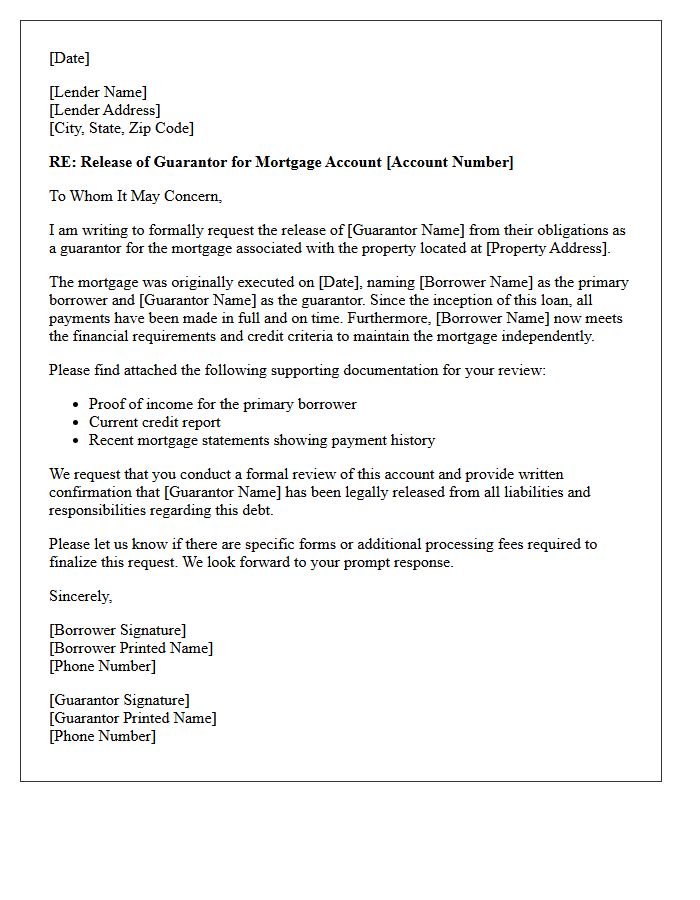Guarantor Mortgage Release Letter