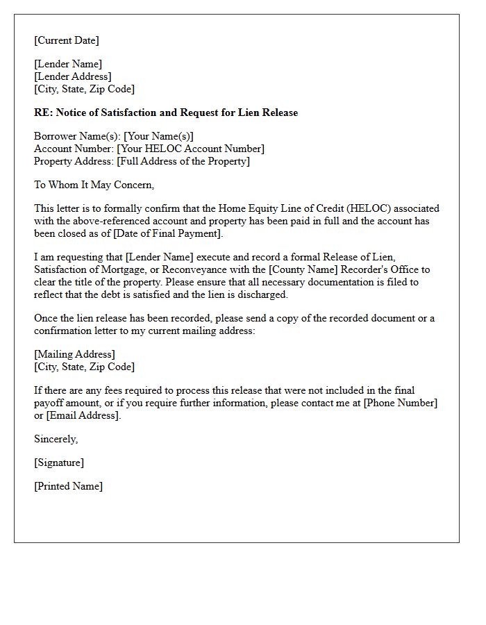 Home Equity Line of Credit Lien Release Letter