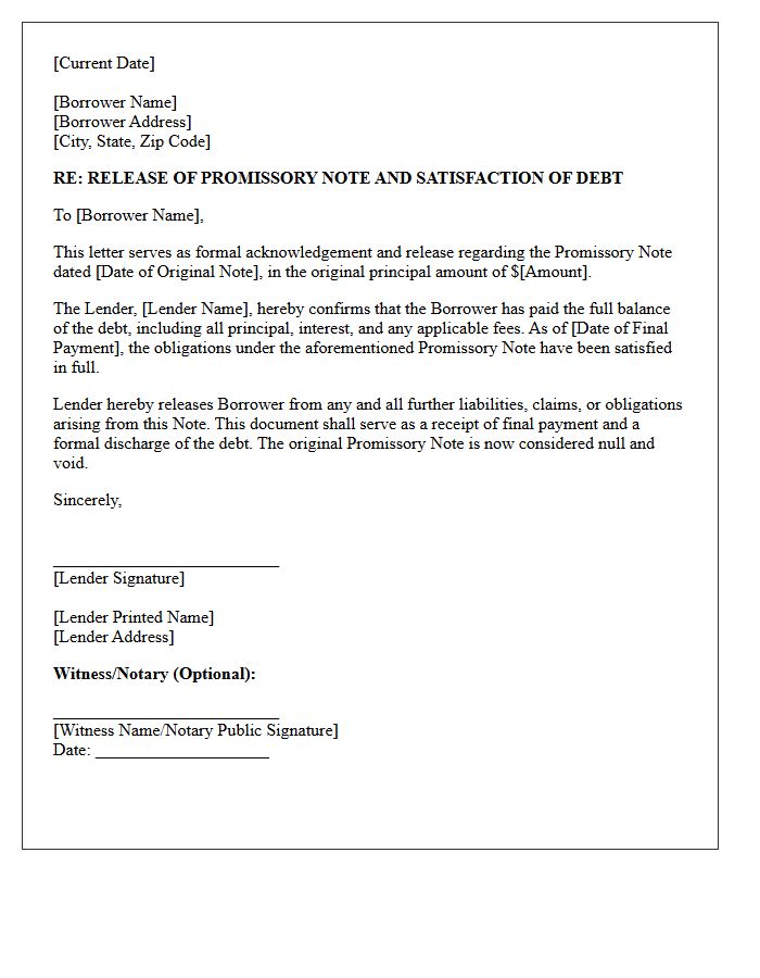 Final Release of Promissory Note Letter