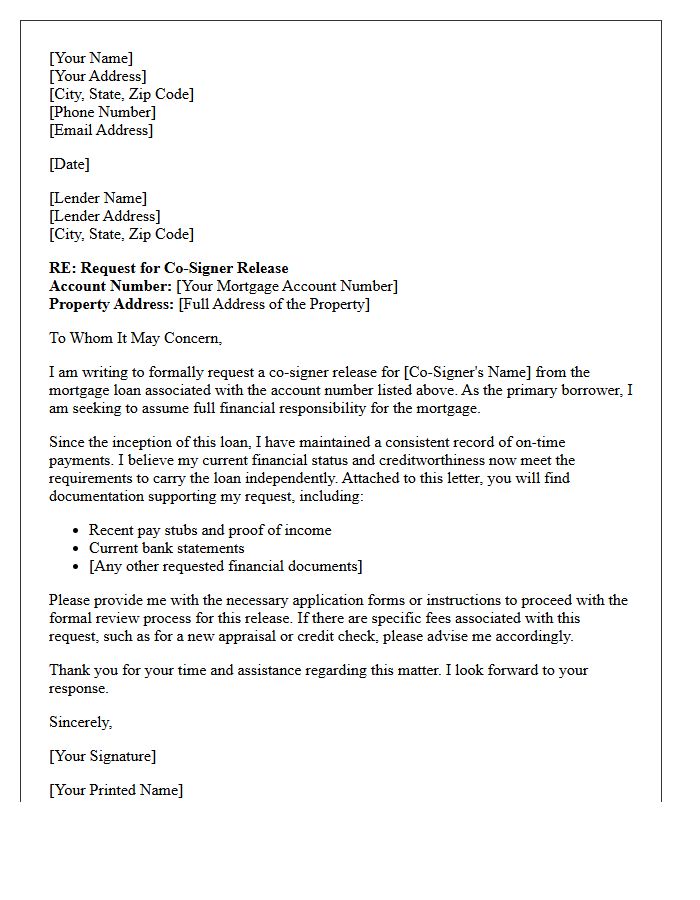Co-Signer Mortgage Obligation Release Letter