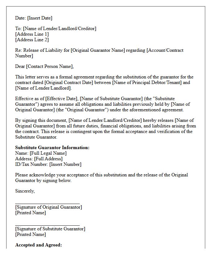 Substitute Guarantor Liability Release Letter