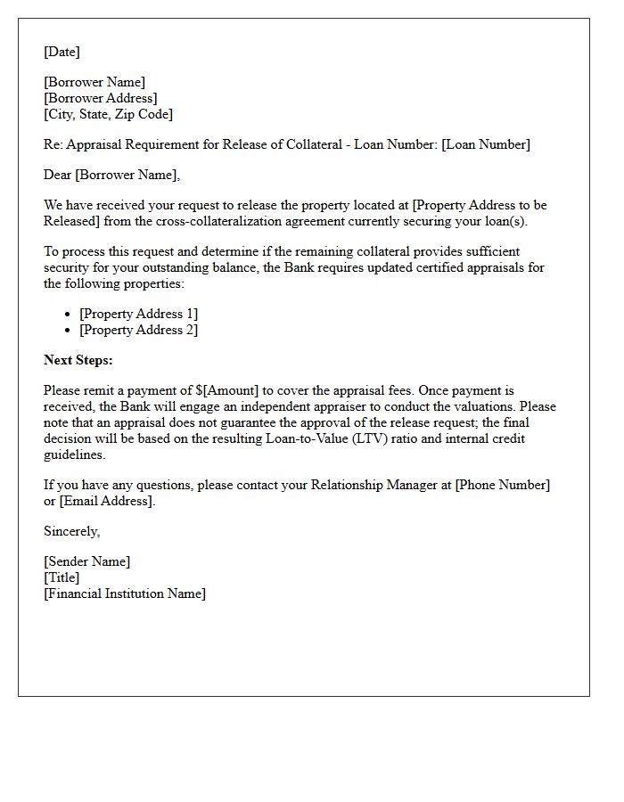 Appraisal Requirement for Cross-Collateralization Release Letter