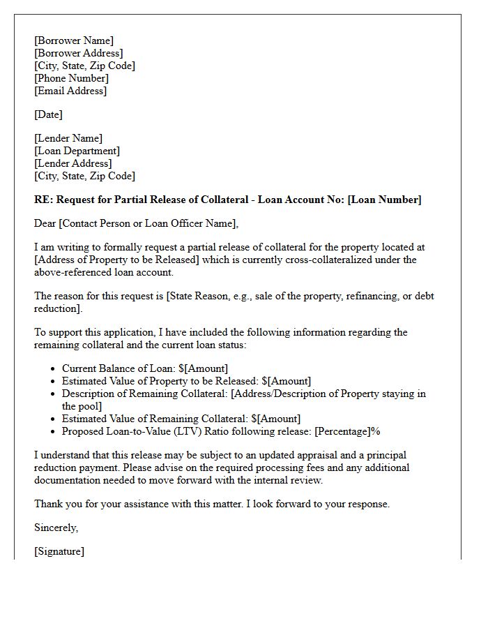 Borrower Application for Cross-Collateralized Property Release Letter