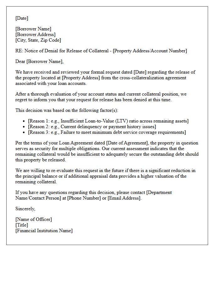 Denial of Cross-Collateralized Property Release Letter