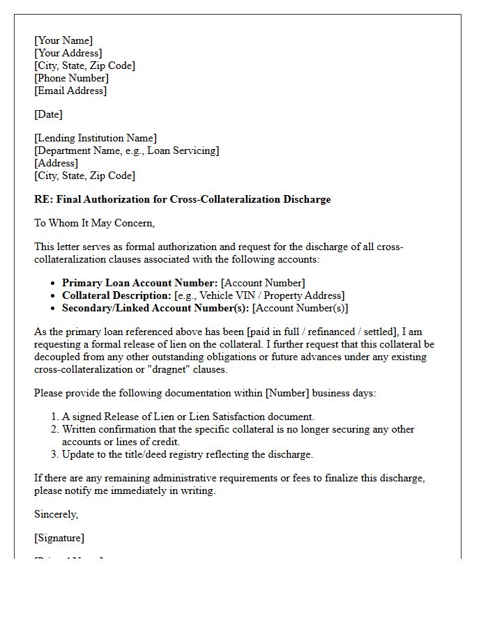 Final Authorization for Cross-Collateralization Discharge Letter
