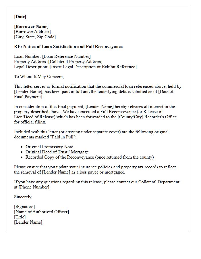 Commercial Loan Reconveyance Letter