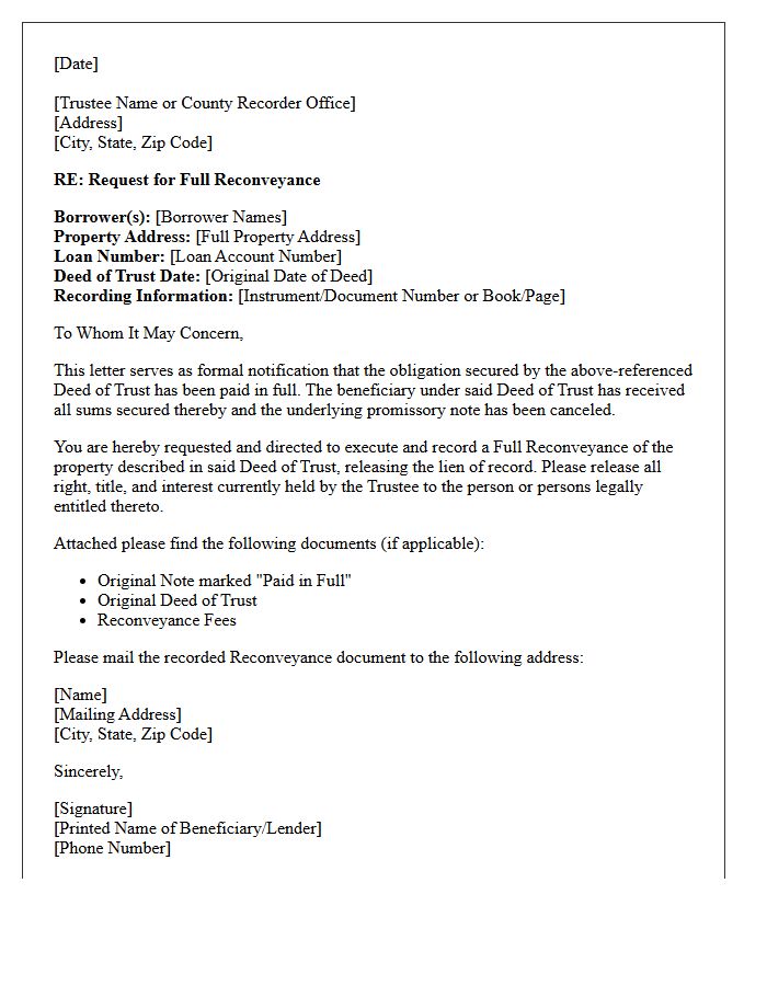 Full Payment Reconveyance Letter
