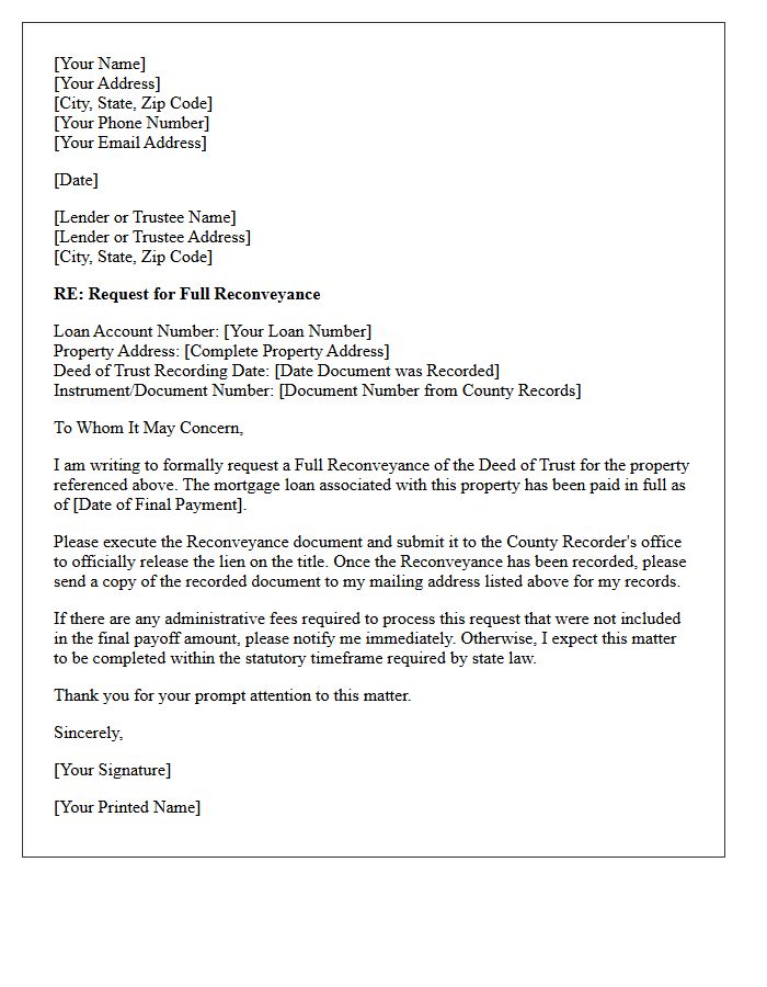Request for Reconveyance Letter