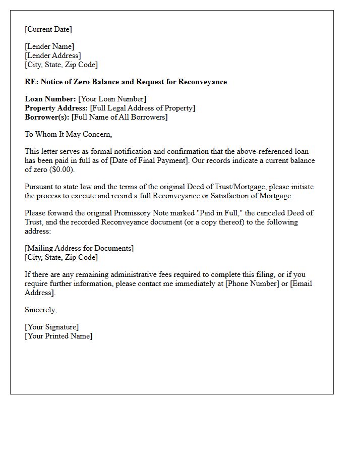 Zero Balance Reconveyance Letter