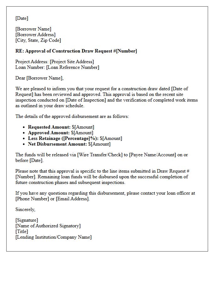 Approval Letter For Release Of Construction Draw Funds