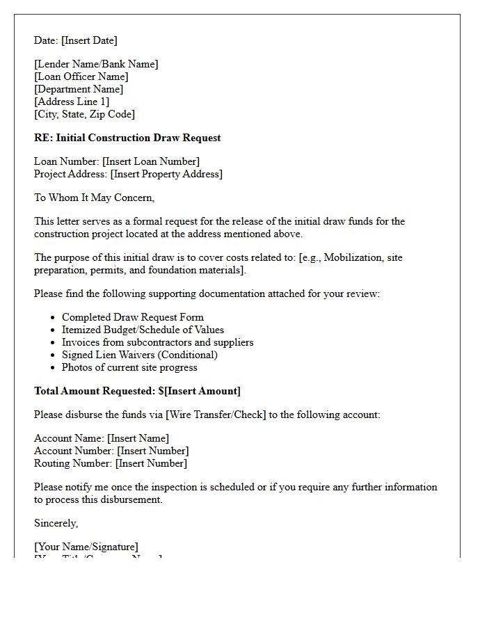 Initial Construction Draw Funds Release Letter