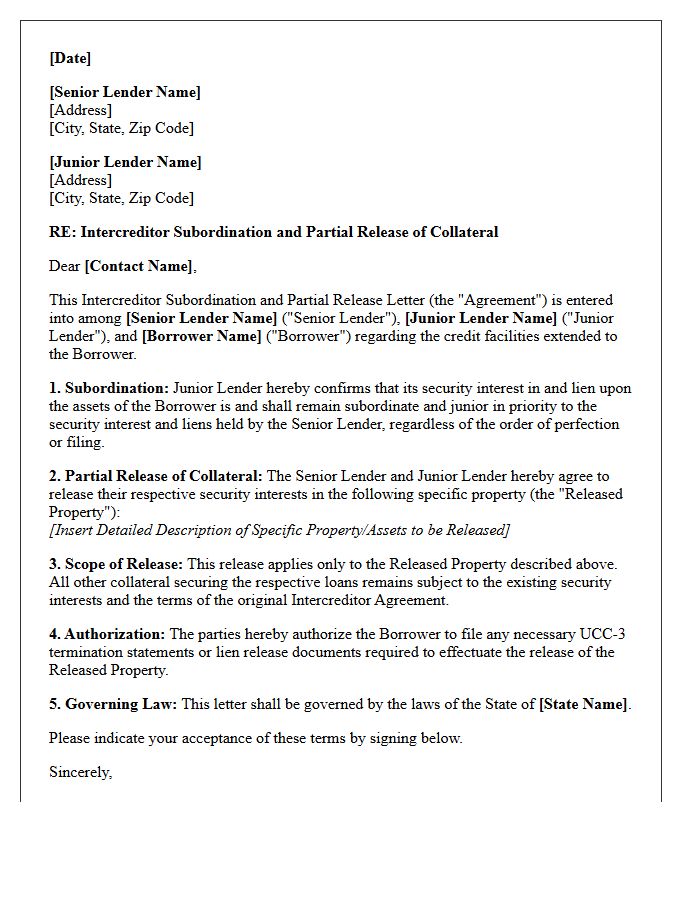 Intercreditor Subordination And Partial Release Letter