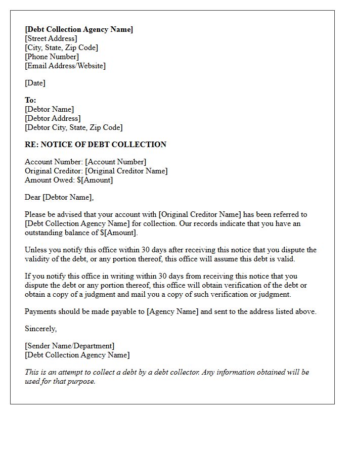 Sender Debt Collection Agency Name And Address