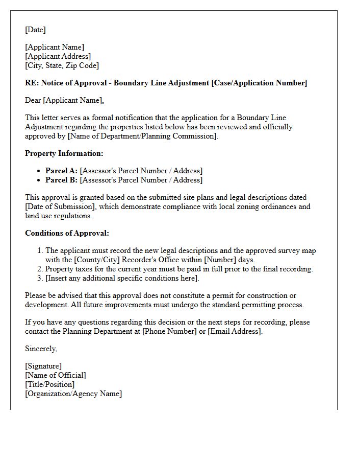 Boundary Line Adjustment Approval Letter