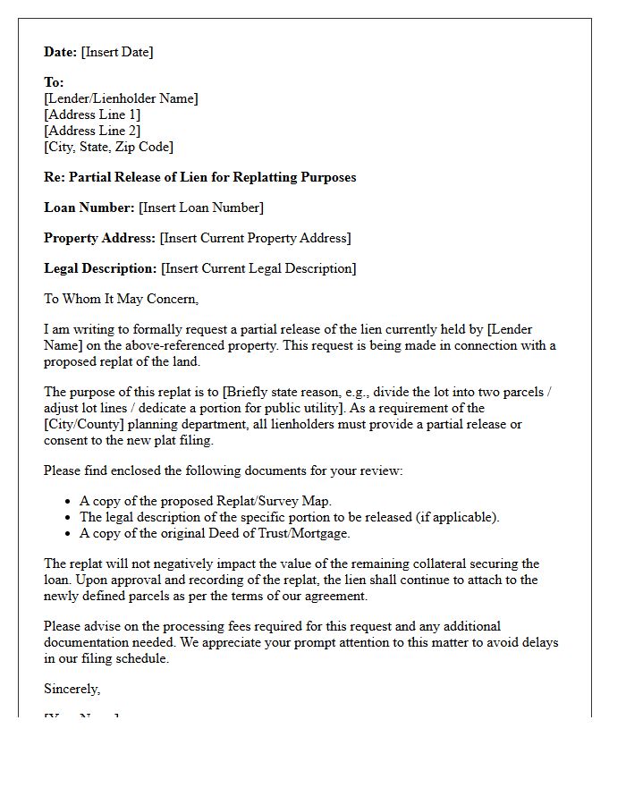 Property Replat Partial Release Letter