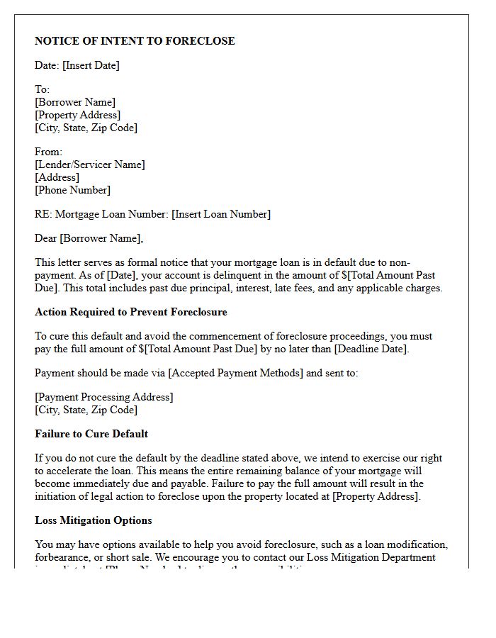 Notice of Intent to Foreclose Letter