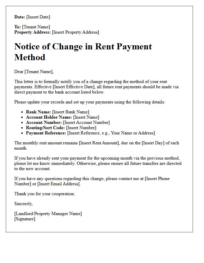 Tenant Notification Letter for Direct Payment of Rent