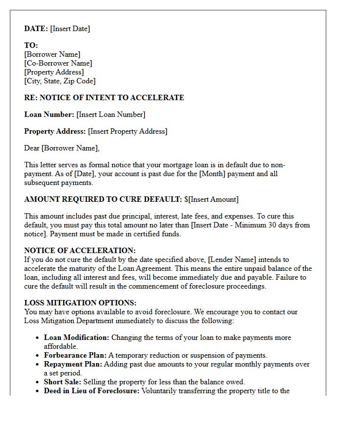 Notice of Intent to Accelerate Letter With Loss Mitigation Options