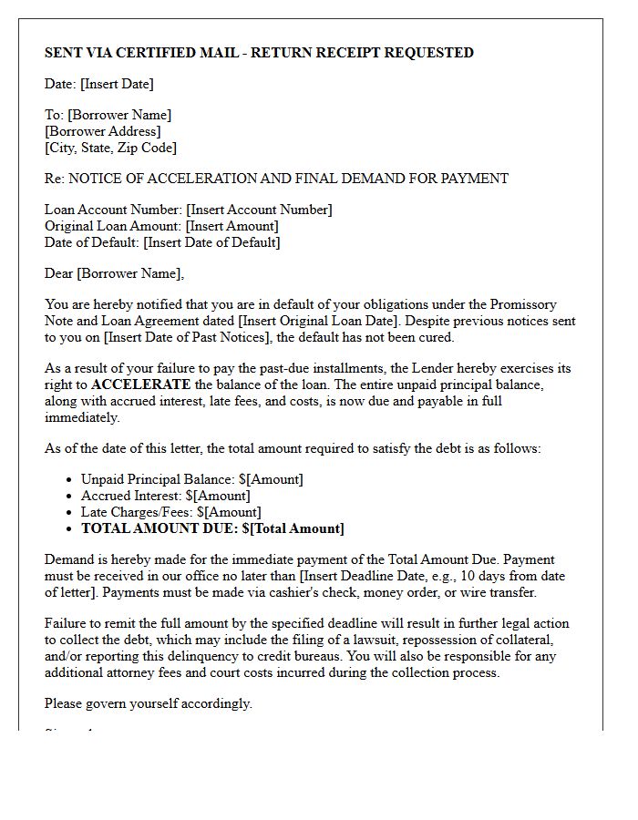 Final Demand and Loan Acceleration Letter