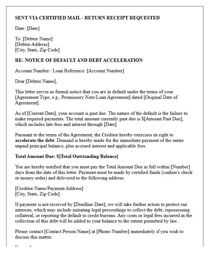 Notice of Default and Debt Acceleration Letter