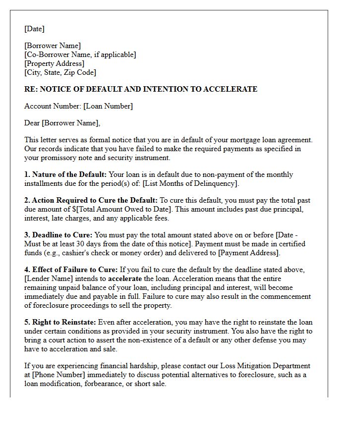 Default Resolution Pre-Acceleration Right to Cure Letter