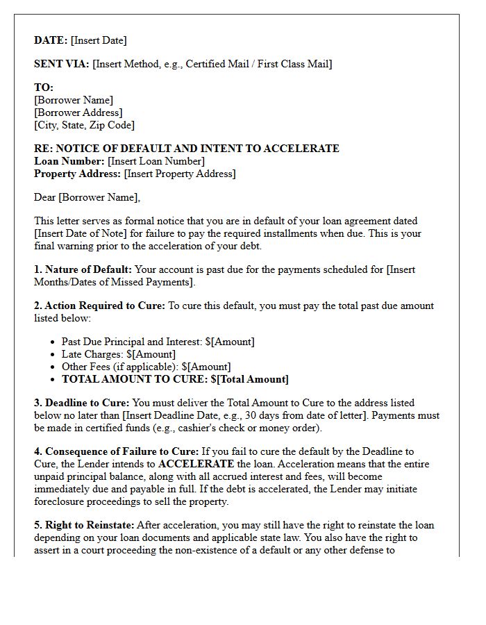 Final Pre-Acceleration Right to Cure Warning Letter