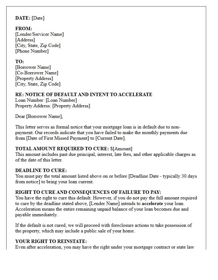 Foreclosure Avoidance Pre-Acceleration Right to Cure Letter