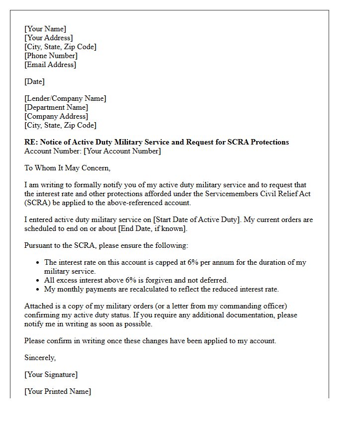Servicemembers Civil Relief Act Letter Disclosure