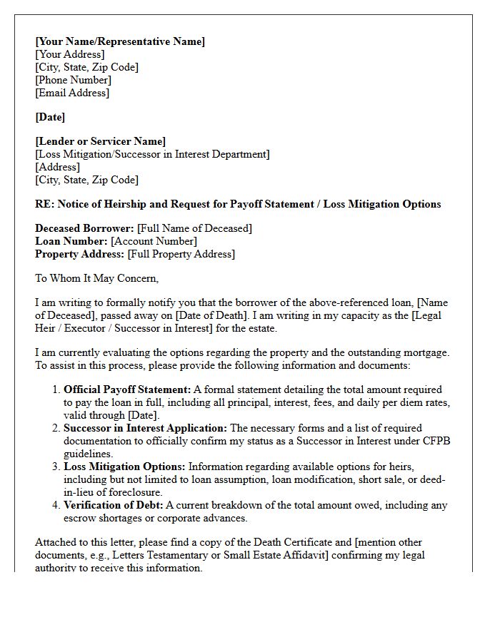 Surviving Heir Options and Payoff Demand Letter