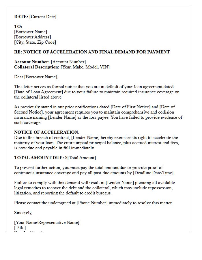 Final Acceleration Demand Letter For Uninsured Collateral