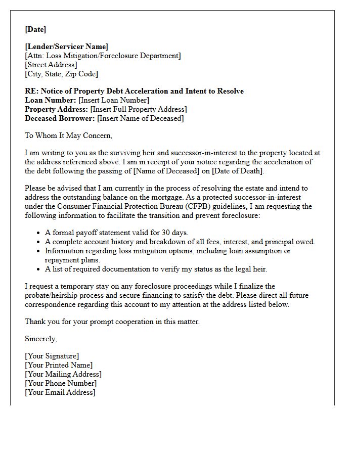 Surviving Heir Property Debt Acceleration Letter