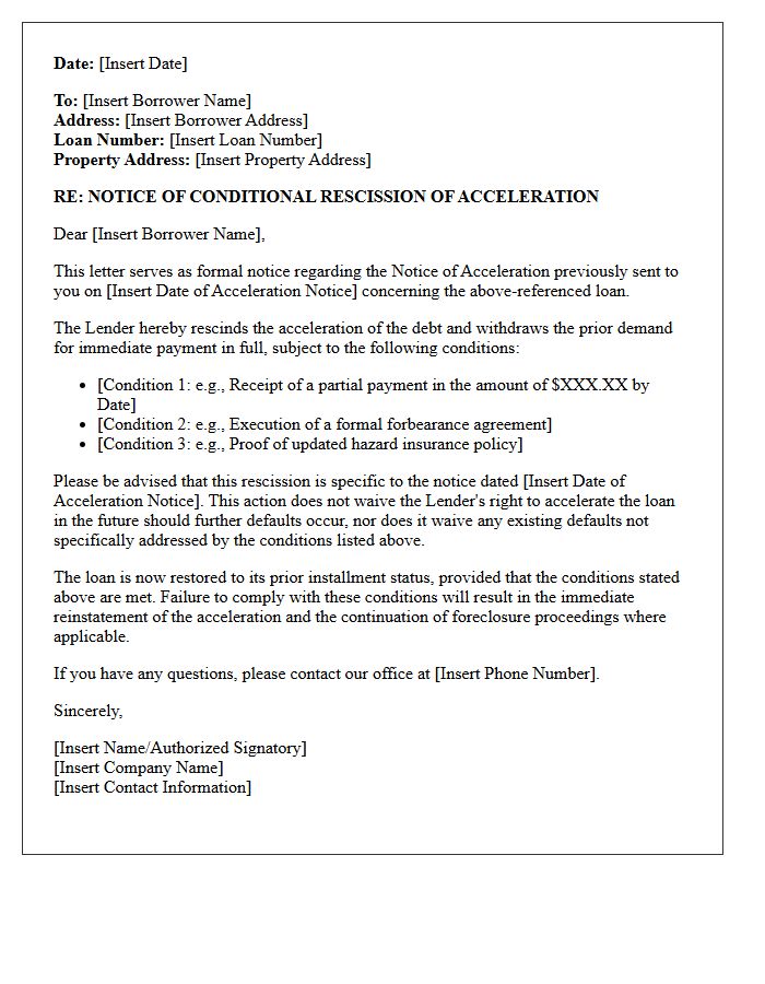 Conditional Acceleration Rescission Letter