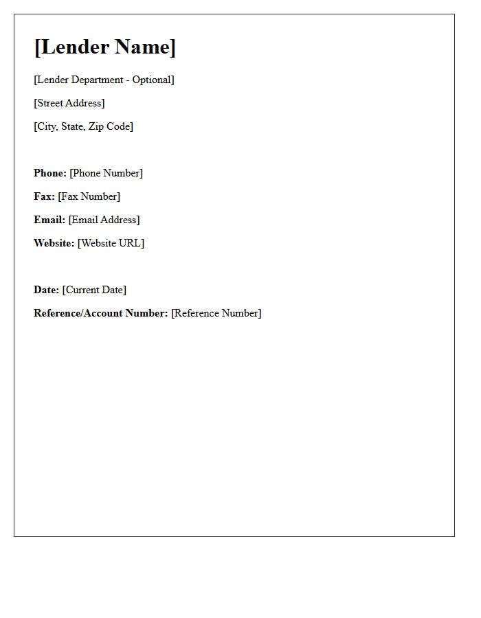Letter Header and Lender Contact Information