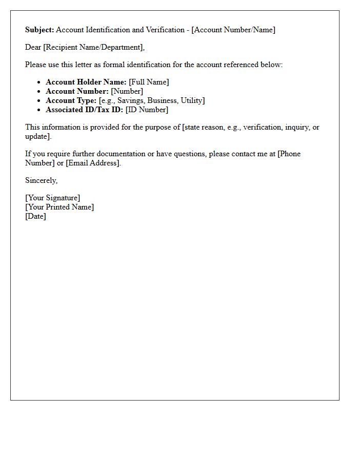 Letter Subject and Account Identification