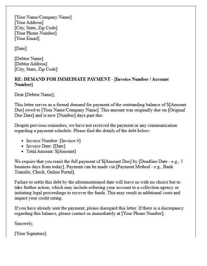 Demand for Immediate Payment Letter