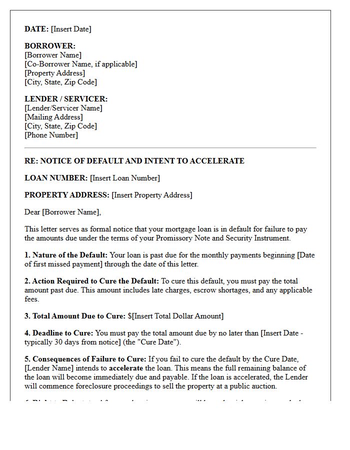 State-Specific Pre-Acceleration Right to Cure Letter