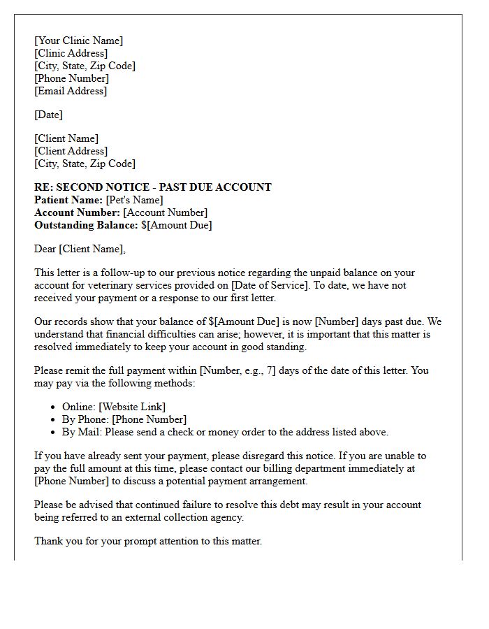 Veterinary Debt Recovery Second Notice Letter