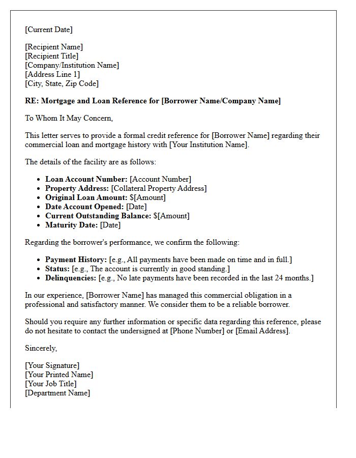 Commercial Loan and Mortgage Agreement Reference