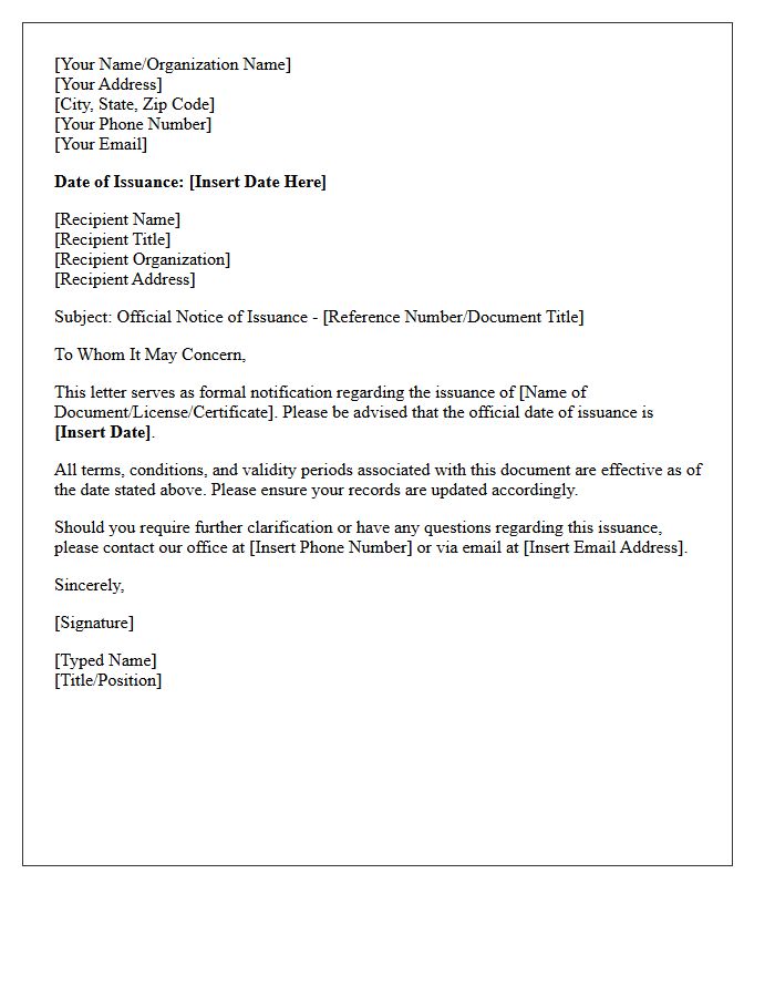 Letter Date of Issuance
