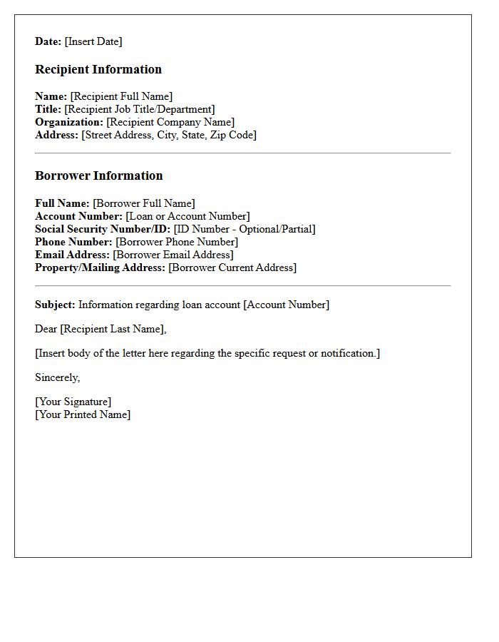 Letter Recipient and Borrower Information