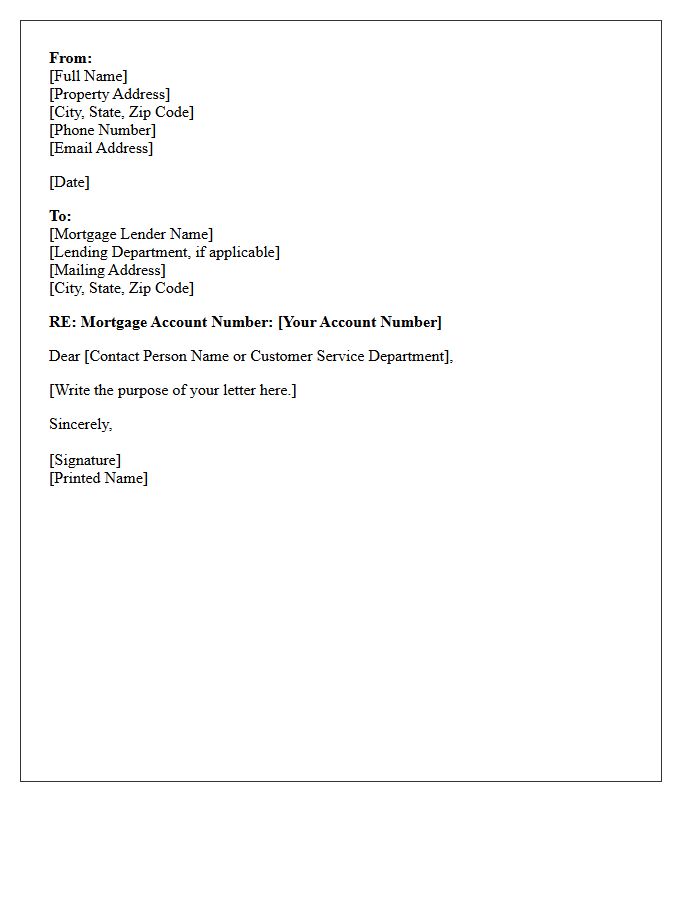 Letter Sender and Mortgage Lender Information