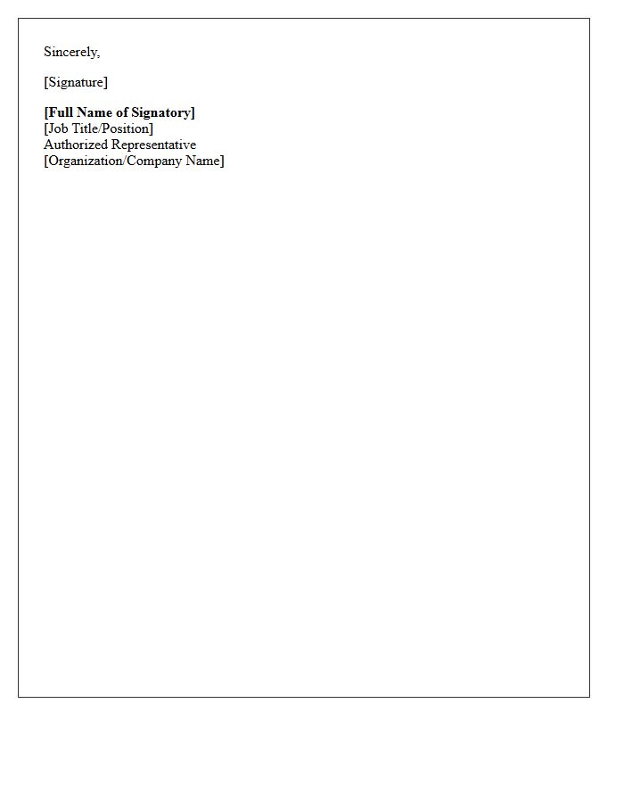 Formal Letter Closing And Authorized Representative Signature