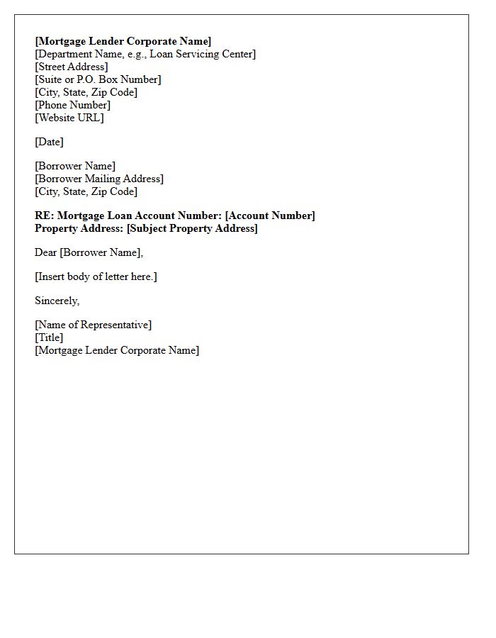 Mortgage Lender Corporate Name And Return Address