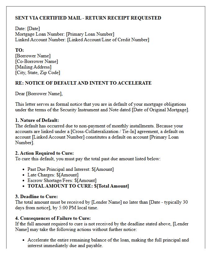 Notice of Linked Mortgage Default and Demand to Cure Letter
