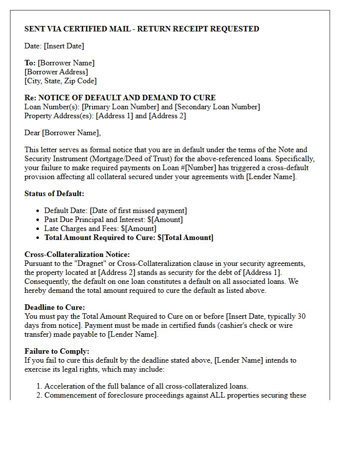 Pre-Foreclosure Cross-Collateralization Cure Demand Letter