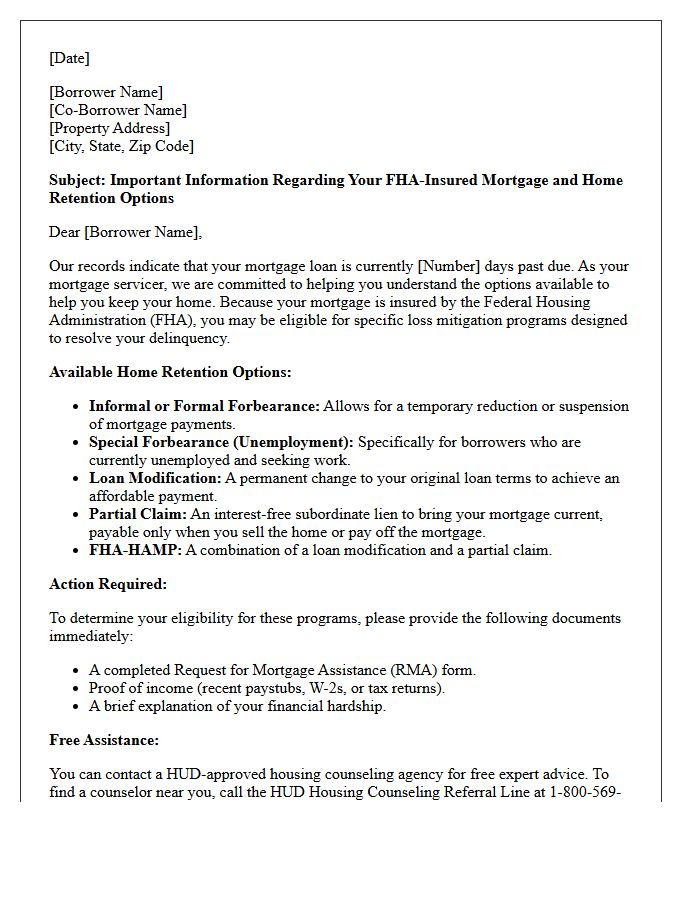 Federal Housing Administration Home Retention Options Information Letter