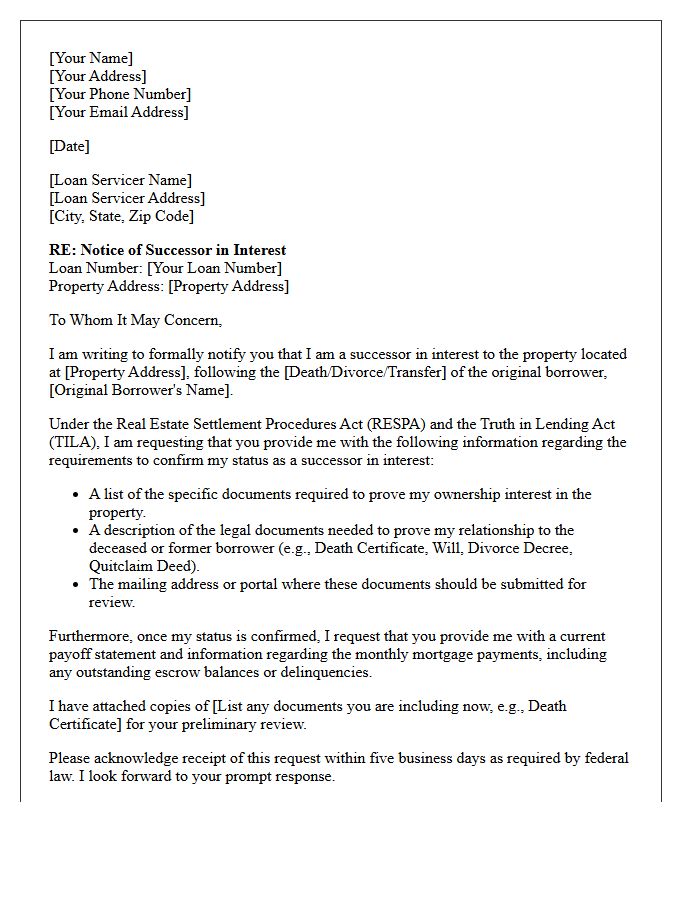 Successor in Interest Information Letter