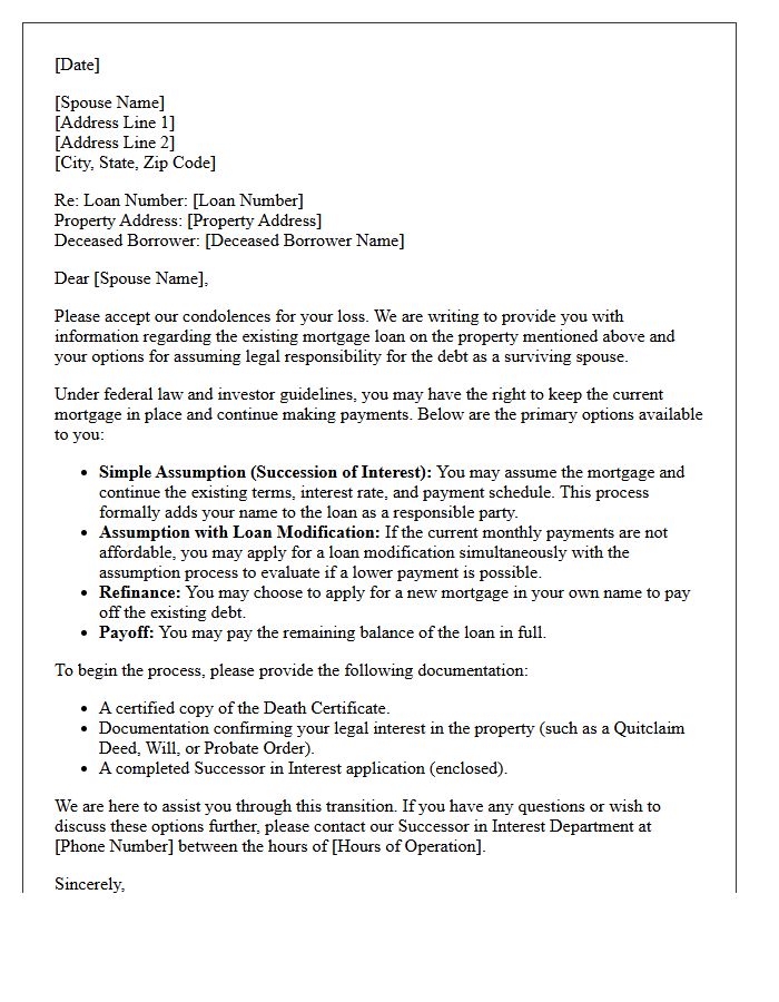 Surviving Spouse Assumption Options Letter