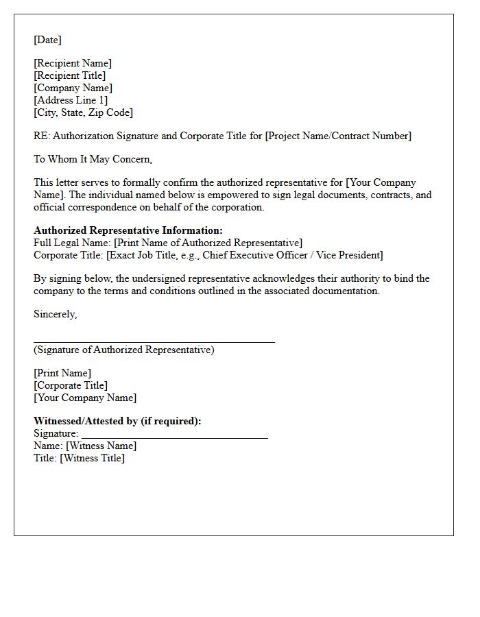Authorized Representative Signature And Corporate Title